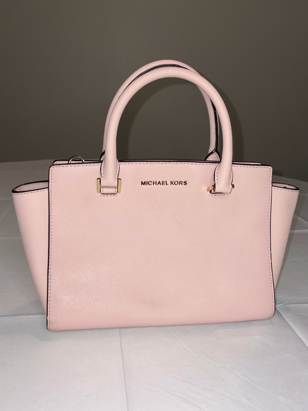 Michael Kors Blush Pink Saffiano Satchel with Gold Hardware